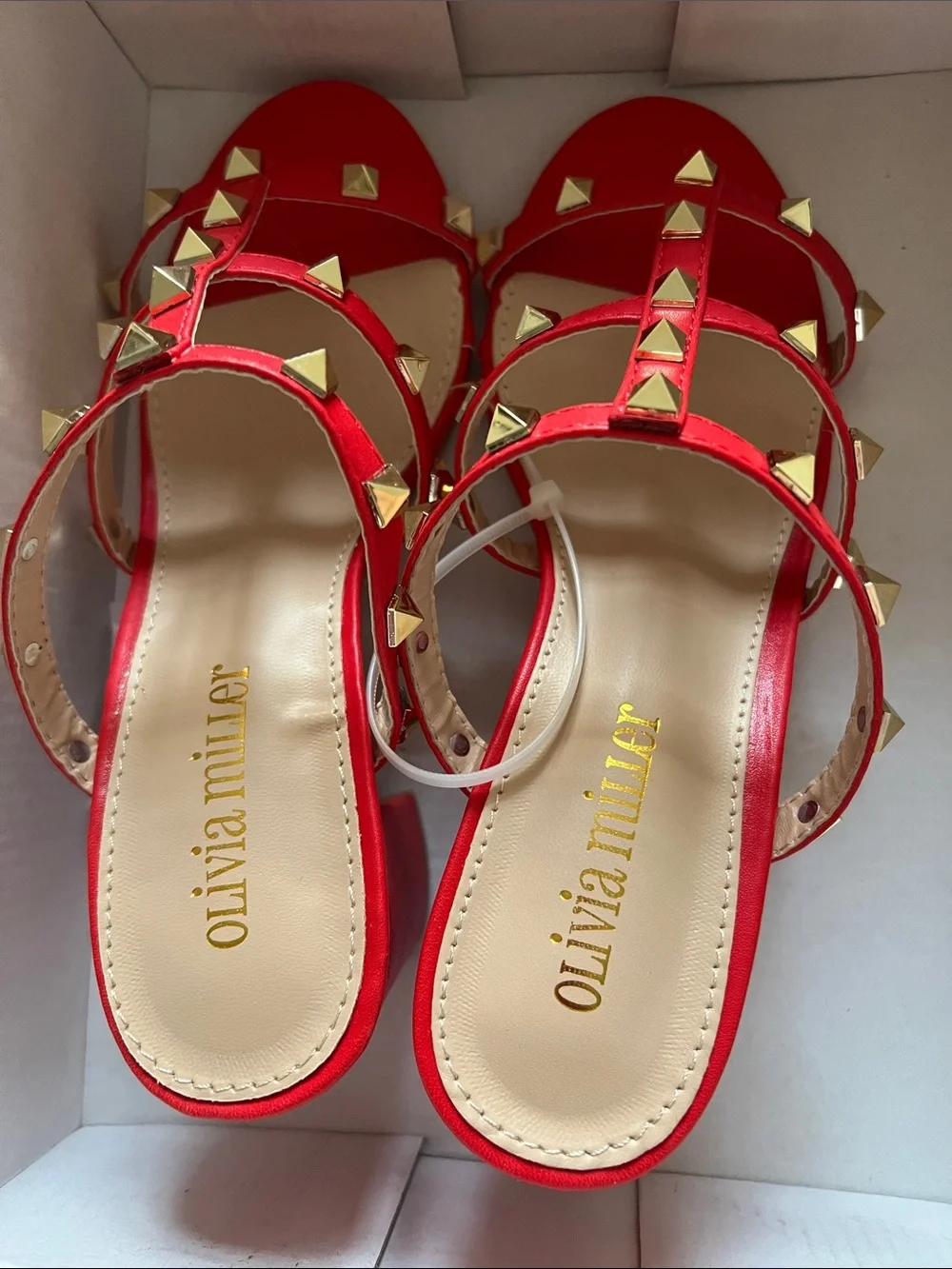 Olivia Miller Red Studded Platform Sandals